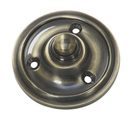 Antique Brass Victorian Circular Bell Push 60mm