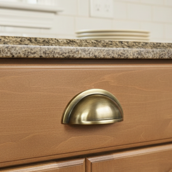 Antique Brass Concealed Fix Drawer Pull 90x45mm