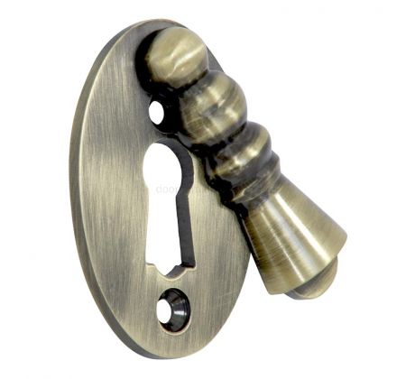 Antique Brass Oval Lady Covered Escutcheon 50x33mm