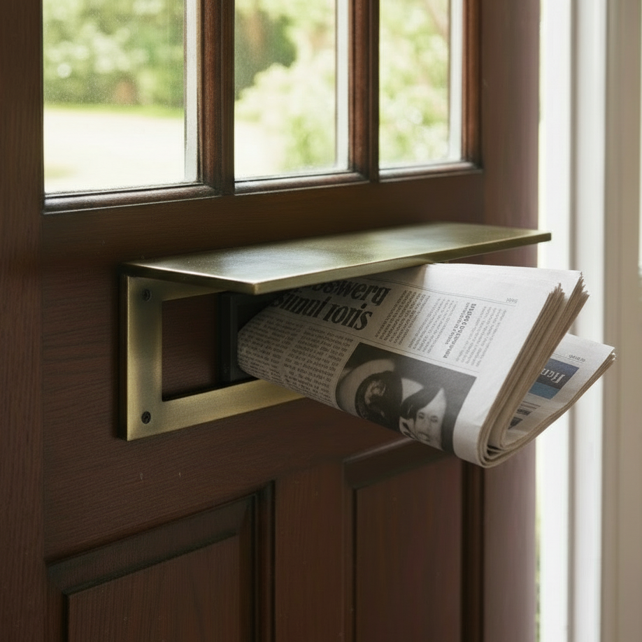 Antique Brass Internal Tidy with Draught Excluder 315x115mm