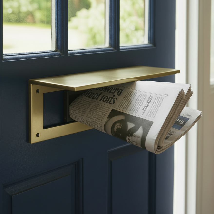 Satin Brass Internal Tidy with Draught Excluder 260x88mm