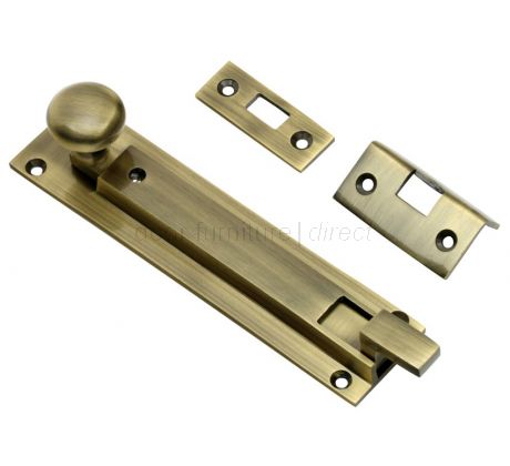 Antique Brass Cranked Locking Door Bolt 152mm