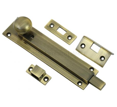 Antique Brass Straight Locking Door Bolt 152mm