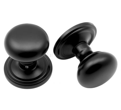 Matt Black 60mm Mushroom Mortice Door Knobs
