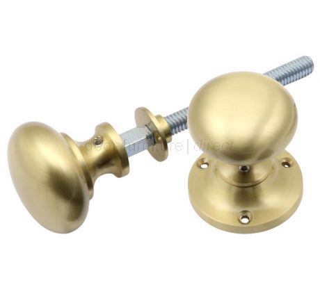 Satin Brass Mushroom Rim Knobs 52mm
