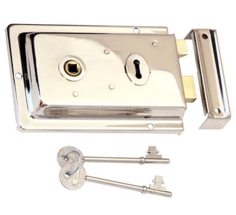 Polished Nickel Rim Lock 155x105mm