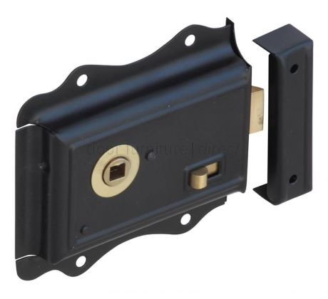Black Fancy Rim Latch with Slide Latch 125x120mm