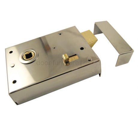 Polished Chrome Rim Latch with Locking Snib 4x3in