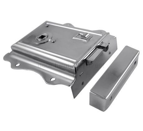 Bright Chrome Fancy Rim Latch with Slide Latch 125x20mm