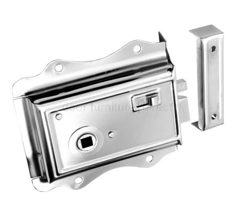 Bright Chrome Fancy Rim Latch with Slide Latch 125x20mm