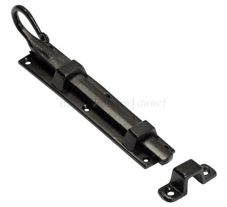 Blacksmith Black Shepherds Crook Straight Door Bolt 6in