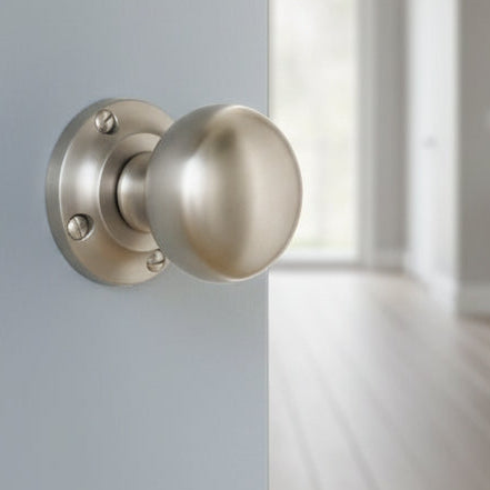 Victoria Satin Nickel Mushroom Mortice Door Knobs 57mm
