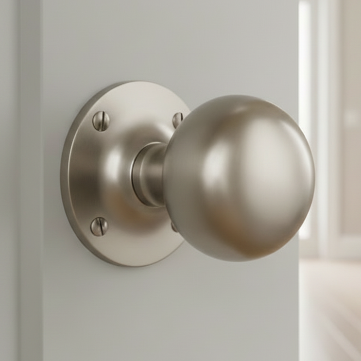 Westminster Satin Nickel Ball Mortice Door Knobs 64mm
