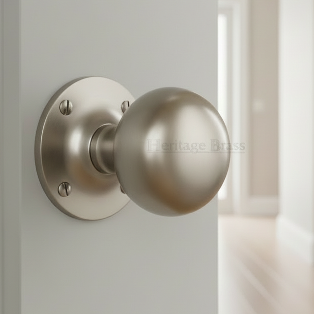 Westminster Satin Nickel Ball Mortice Door Knobs 64mm