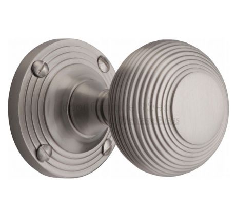 Satin Nickel Reeded Rim Door Knobs 60mm