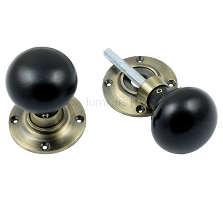 Antique Brass and Ebony Mushroom Door Knobs