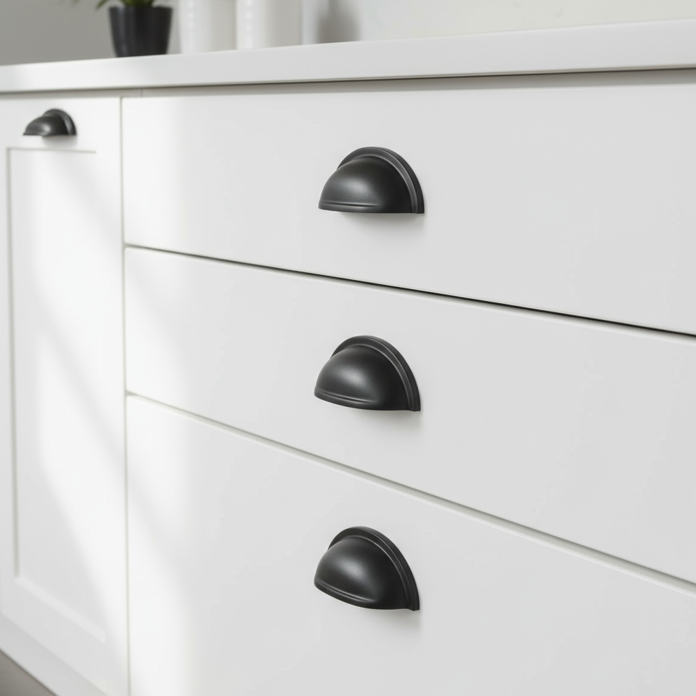 Matt Black Concealed Drawer Pull 90x45mm