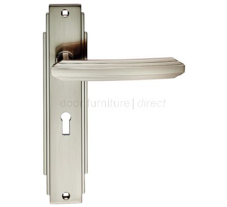Satin Nickel Art Deco Lock Door Handles