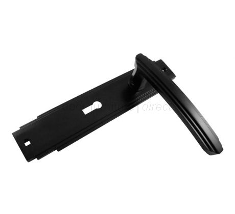 Matt Black Art Deco Lock Door Handles