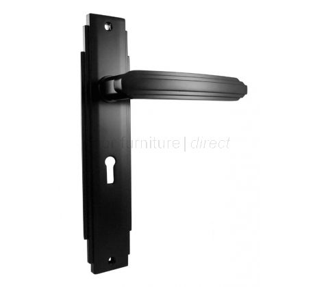 Matt Black Art Deco Lock Door Handles