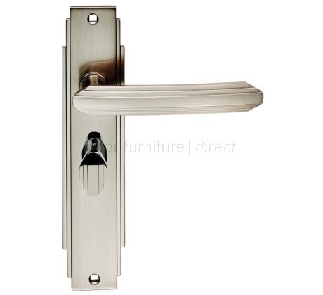 Satin Nickel Art Deco Bathroom Door Handles