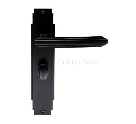 Matt Black Art Deco Bathroom Door Handles