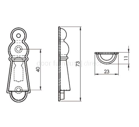 Delamain Large Covered Polished Brass Escutcheon 73x23mm