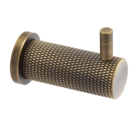 Brunel Antique Brass Knurled Coat Hook 49mm