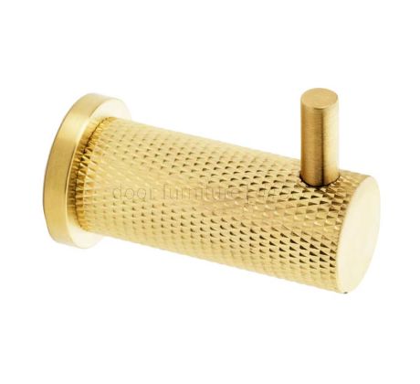 Brunel Satin Brass Knurled Coat Hook 49mm