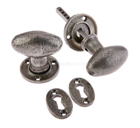 Valley Forge Pewter Oval Mortice Knob Set VF5