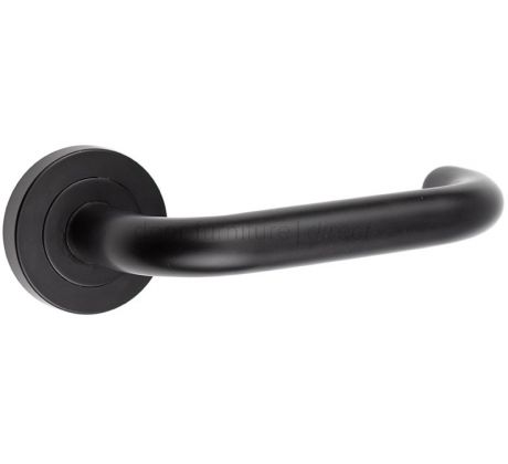 Nero JMB13 Matt Black Orbit Lever on Rose Door Handles