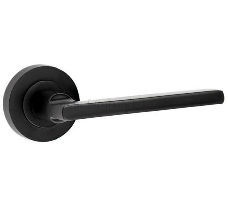 Jedo JV600 Matt Black Jet Lever on Rose Door Handles