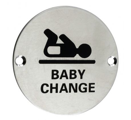 Stainless Steel Circular Baby Change Symbol 76mm