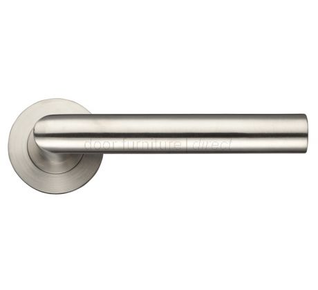 Satin Stainless Steel Mitred Lever on Rose Set