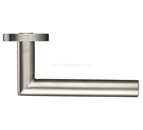 Satin Stainless Steel Mitred Lever on Rose Set