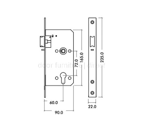 DIN Mortice Nightlatch Case Stainless Steel