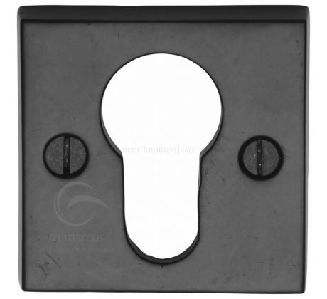 Black Iron Rustic Square Euro Cylinder Escutcheon 54mm