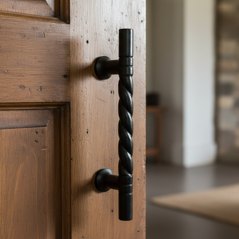Black Iron Rustic Rope Design Pull Handle