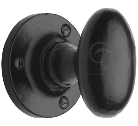 Black Iron Rustic Knowle Oval Mortice Door Knobs