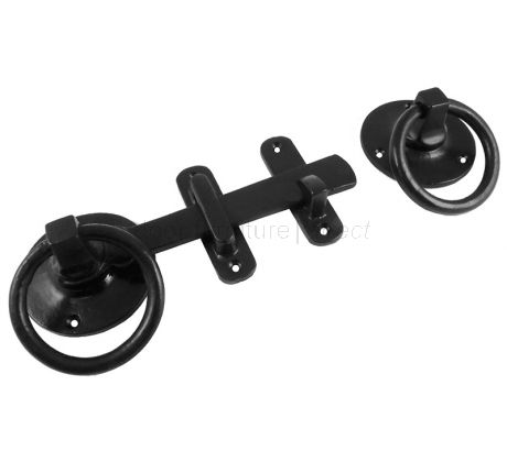 Black Iron Rustic Ring Handle Gate Latch 170mm