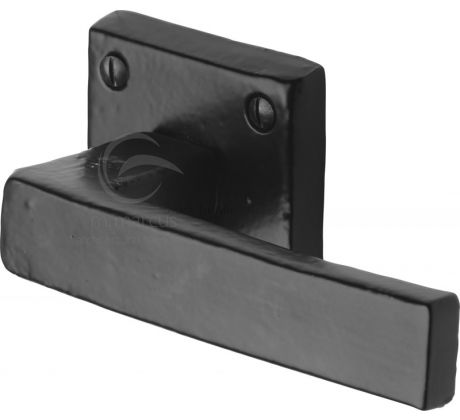 Black Iron Rustic Hanwood Lever on Square Rose Door Handles