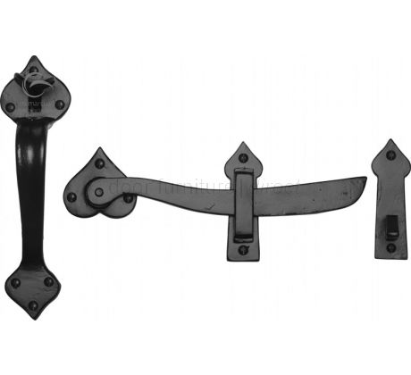 Black Iron Rustic Decorative Thumb Latch 238mm