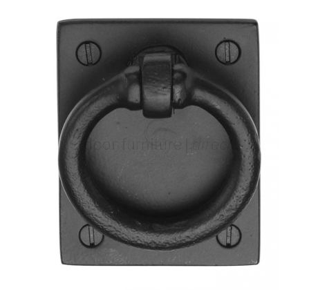 Black Iron Rustic Ring Pull on Plate 65x50mm
