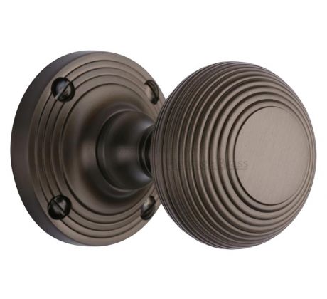 Matt Bronze Reeded Mortice Door Knobs 60mm