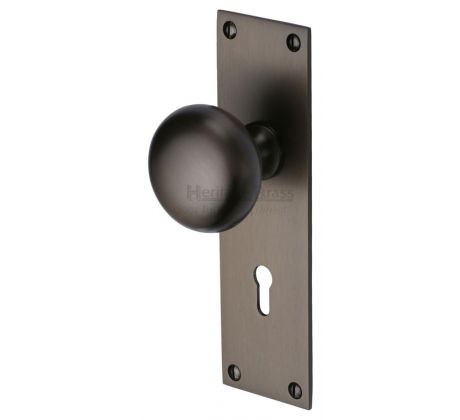 Matt Bronze Balmoral Knob on Lock Plate