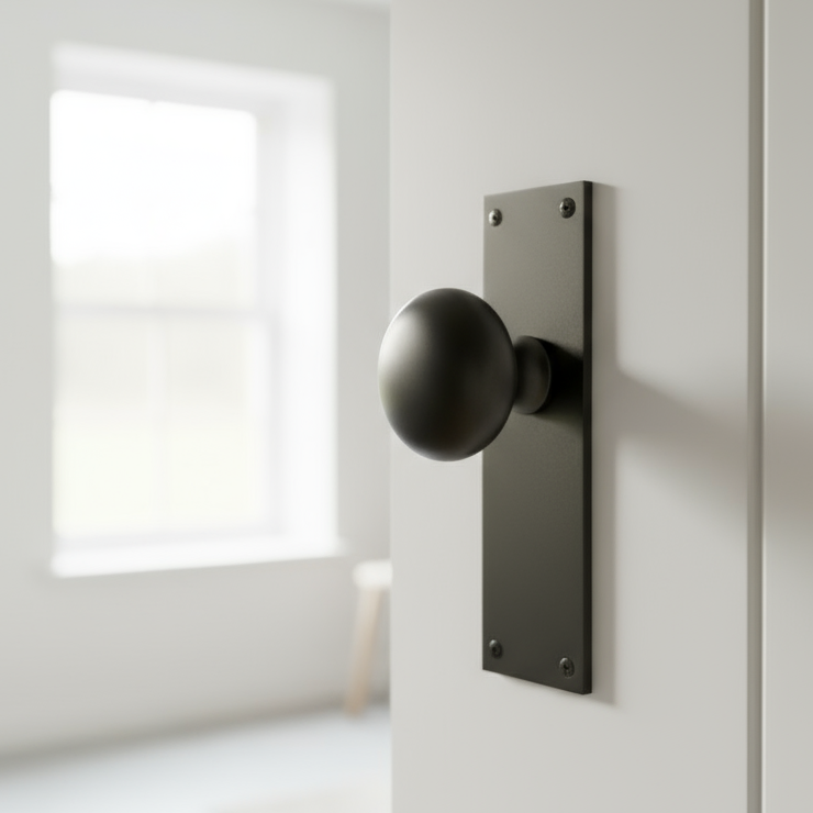 Matt Bronze Balmoral Knob on Latch Plate