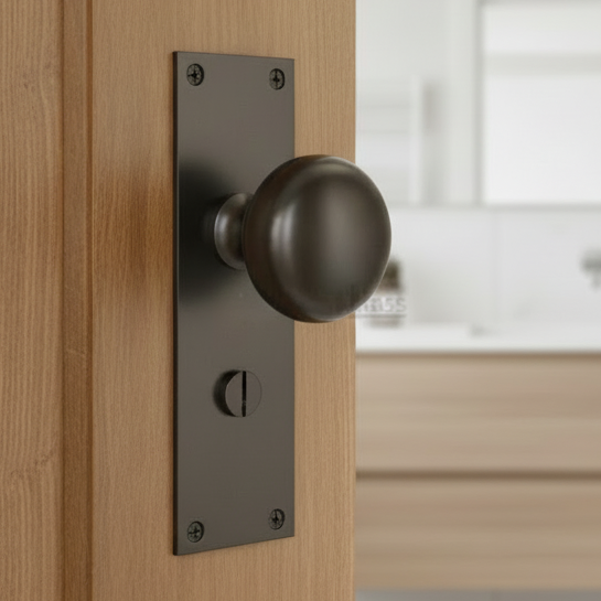 Matt Bronze Balmoral Knob on Bathroom Plate