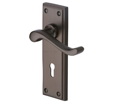 Edwardian Matt Bronze Lock Door Handles