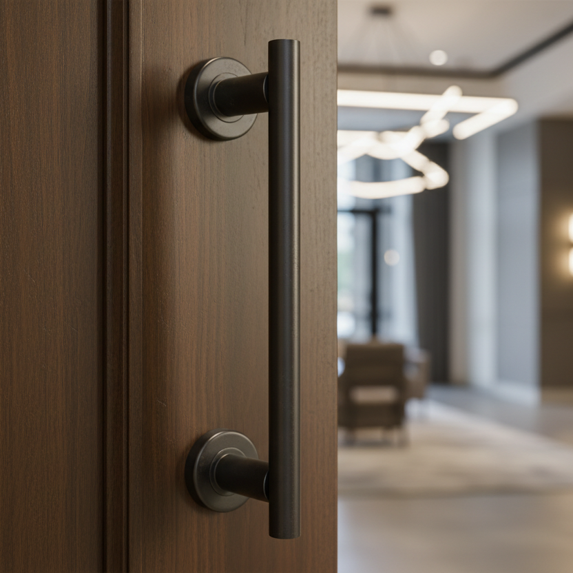 Matt Bronze Covered Rose Pull Handle 278mm