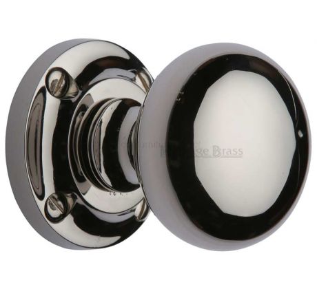 Polished Nickel Victoria Mushroom Mortice Door Knobs 57mm